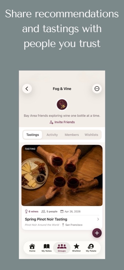 An invite-only tasting group