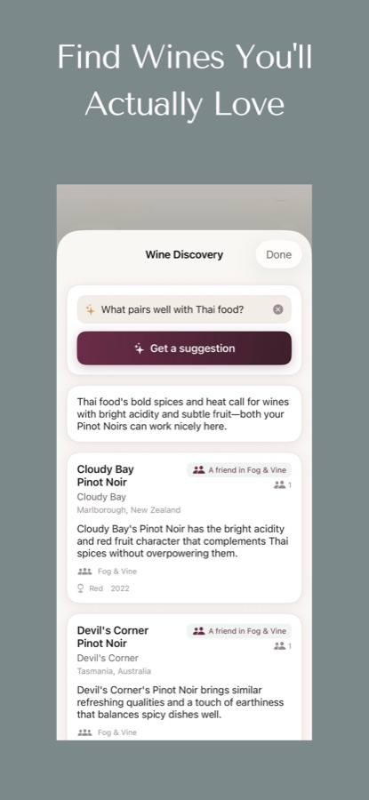 Personalized wine suggestions